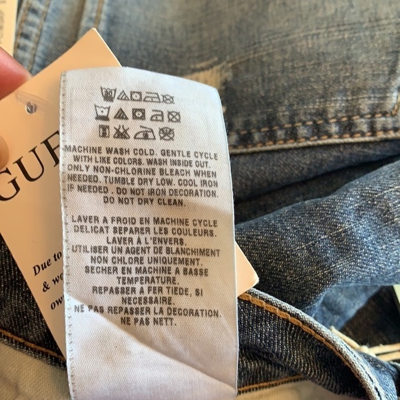 GUESS Dark Gold Rush Wash Distressed Bootcut Jeans Size 32 - Picture 11 of 12